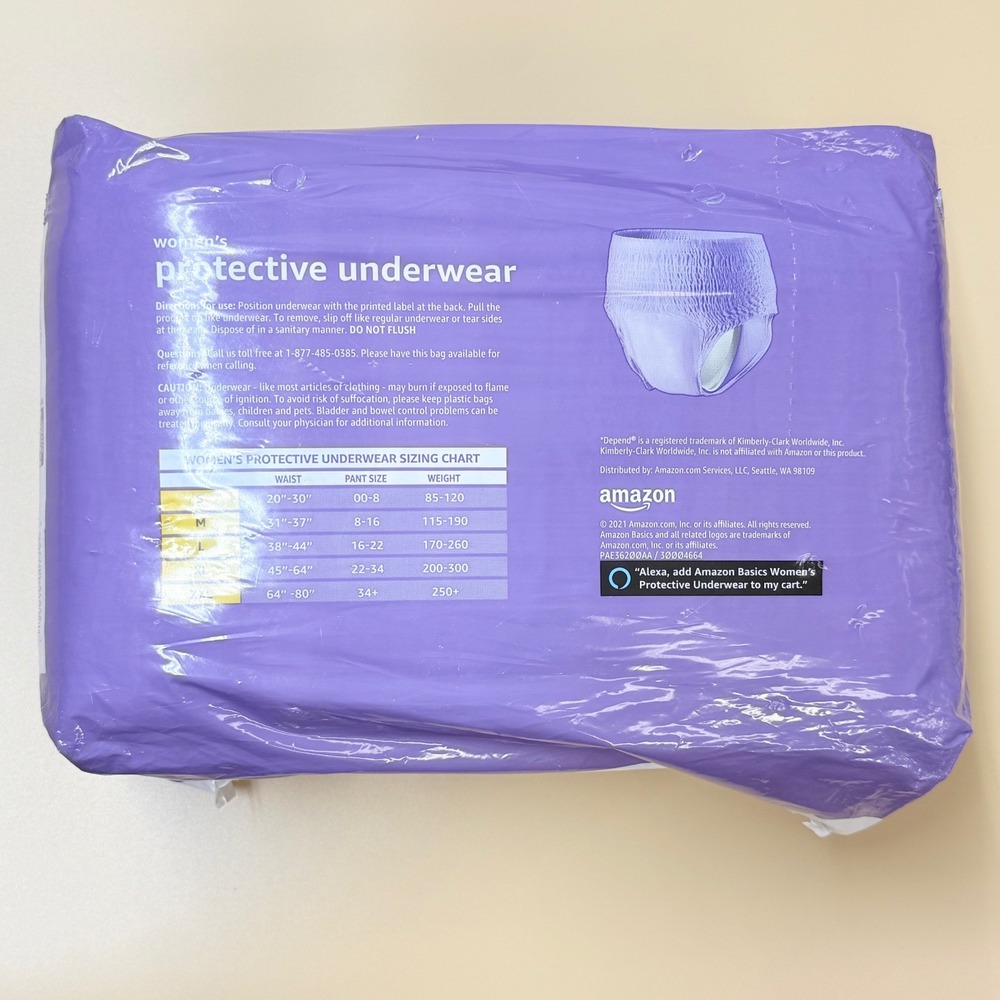 Amazon Basics Womens Protective Underwear Medium 20 Count Maximum Absorbency - Picture 2 of 4